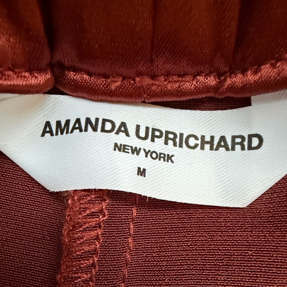 Amanda Uprichard Mariko Satin Wide Leg Pants Copper Pull On Medium NWOT - Picture 3 of 5